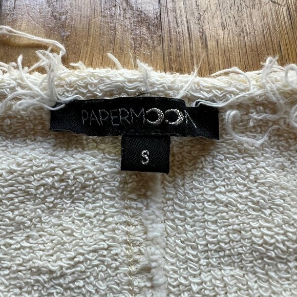 Papermoon Size S Oatmeal Fringed 100% Cotton Sleeveless Shirt - Picture 2 of 12